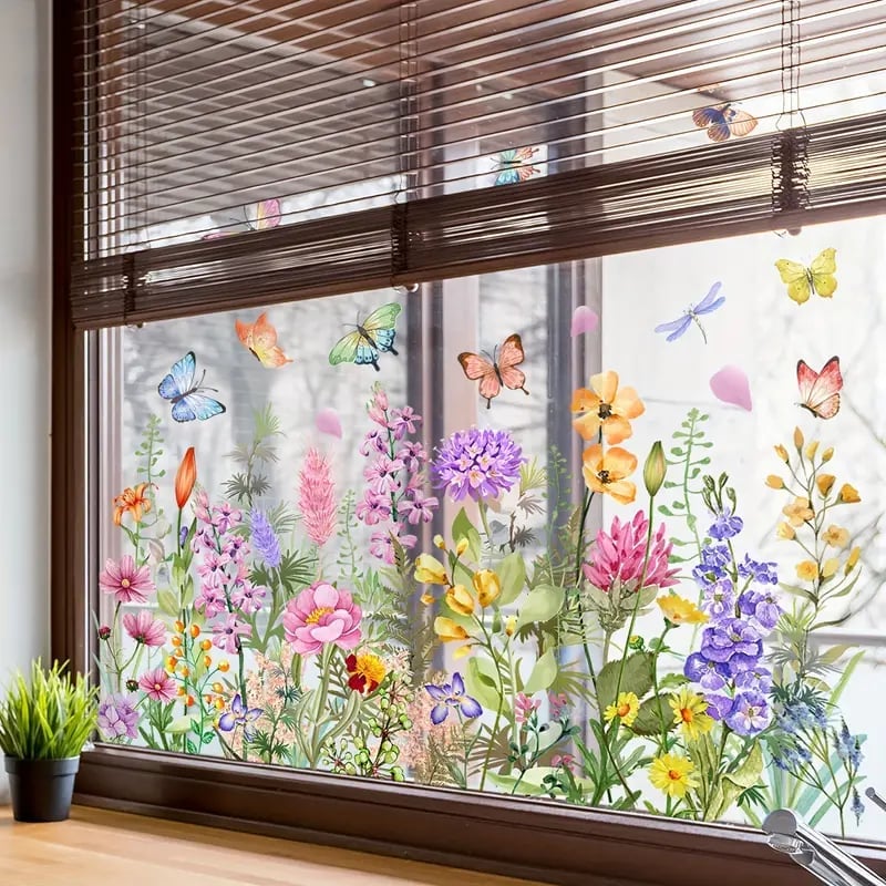 🎁TikTok Last Day Promotion -70% OFF🔥💐Colorful Floral Bouquet Window Sticker🖼️(Cut to size freely)