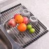 Seropy Roll Up Dish Drying Rack, Over The Sink Dish Drying Rack Kitchen Rolling Dish Drainer, Foldable Sink Rack Mat Stainless Steel Wire Dish Drying Rack for Kitchen Sink Counter Storage 17.5x11.8