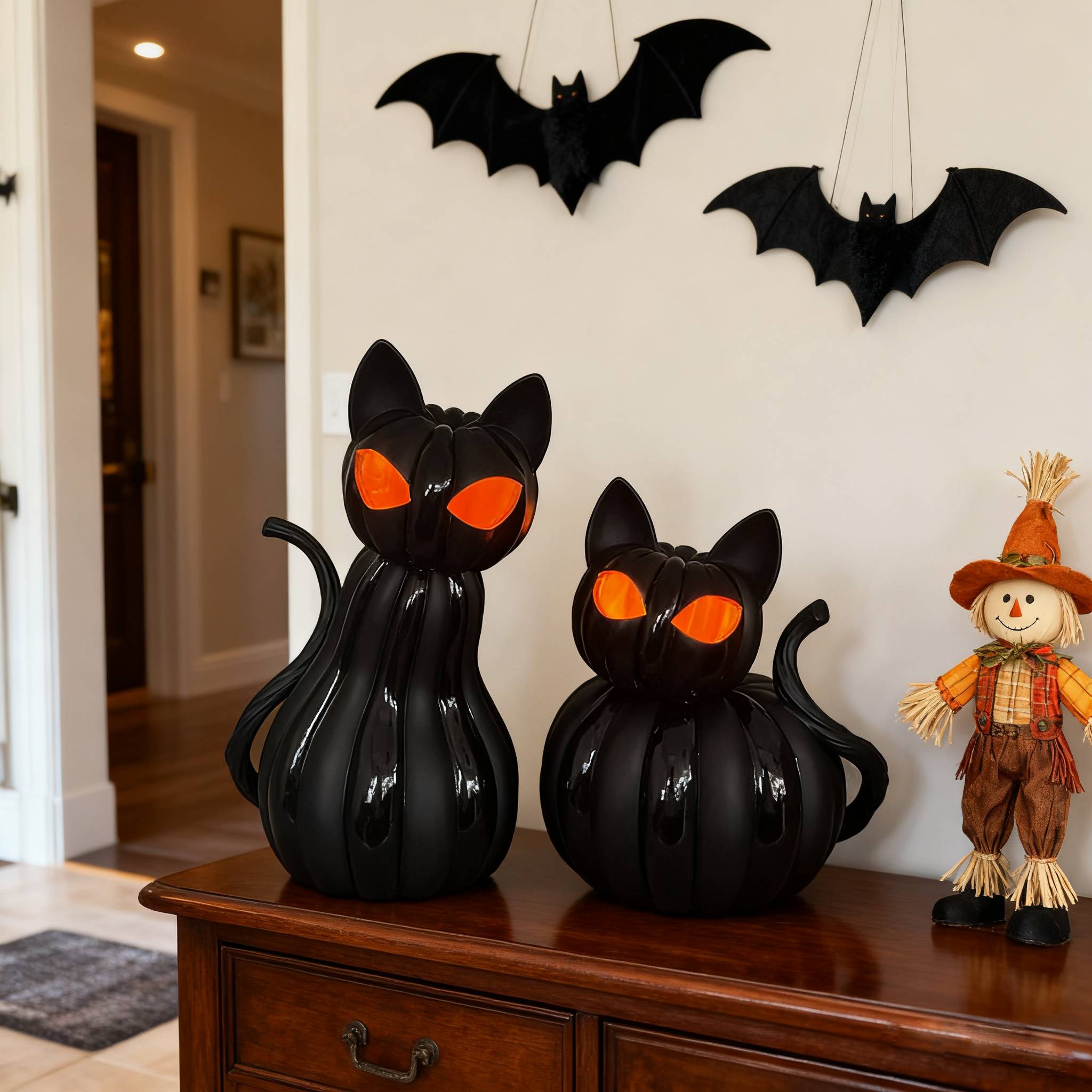 🎁TikTok Last Day Sale - 70% OFF🕸️ Black Cat of the Night – Color-Shifting Eyes Haunted Halloween Figurine