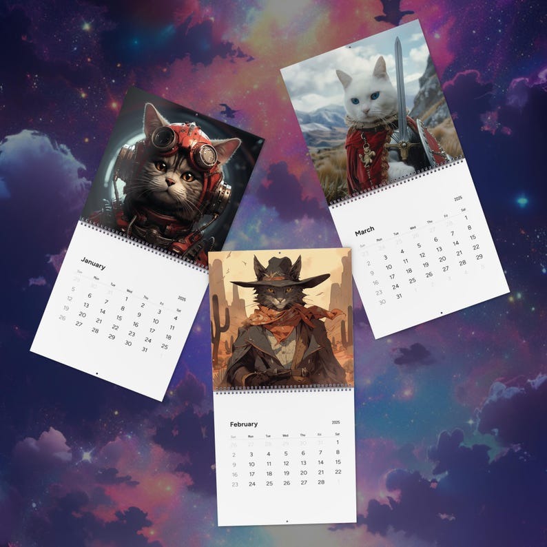 ✨2025 Cat Fantasy and Sci-Fi Wall Calendar 📅