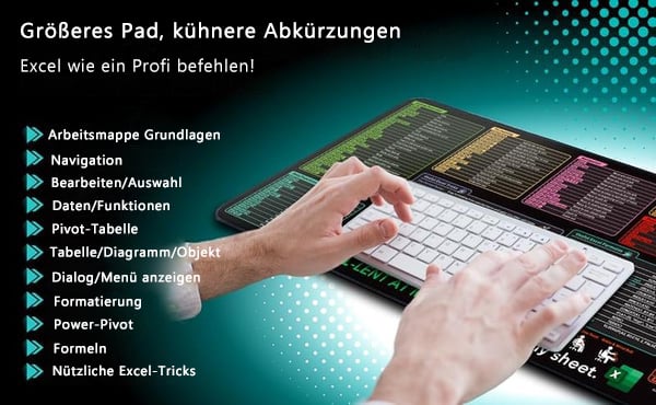 🔥 Excel-Spickzettel-Schreibtischunterlage