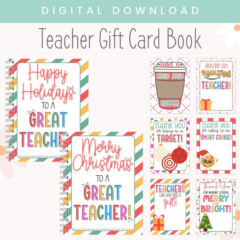 👩‍🏫Teacher Gift Card Book📚-🎄Merry Christmas to Great Teacher