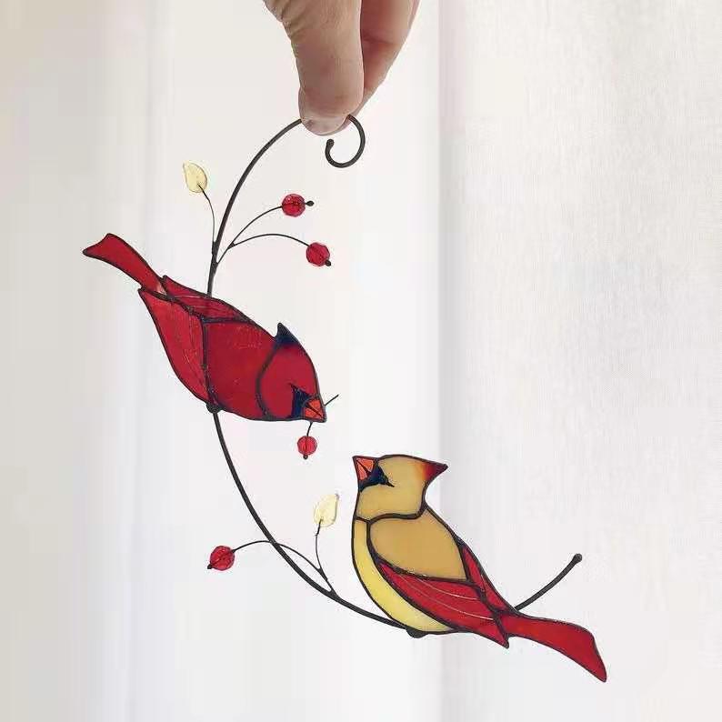 (🌲EARLY CHRISTMAS SALE - 49% OFF) Glass window hangings Christmas gift Stained glass bird suncatcher