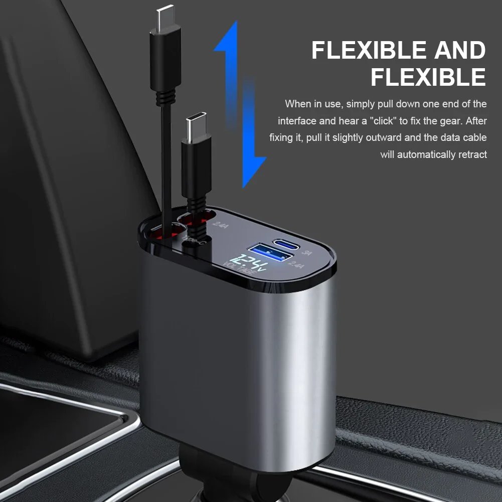 (🔥Last Day Promotion 50% OFF) Fast Charge Retractable Car Charger ( iPhone & Android)
