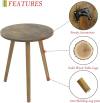 AWASEN Round Side Table, Small End Table for Living Room, Modern Wood Accent Table Coffee Side Table with Wood Legs for Small Space, Easy Assembly, Rustic Brown