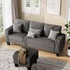 Sectional Sofa Couch, 3 seat L-shaped Sofa with Coral Velvet Fabric, Movable Ottoman Small Couch for small Apartments, Living Rooms and Offices (Grey)