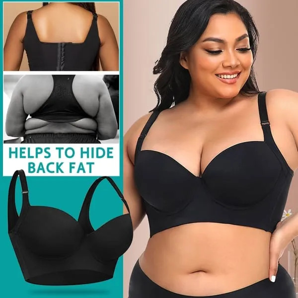 🔥Hot Sale 50% OFF🔥Women's Deep Cup Bra Hide Back Fat Full Back Coverage Push Up Bra With Shapewear Incorporated