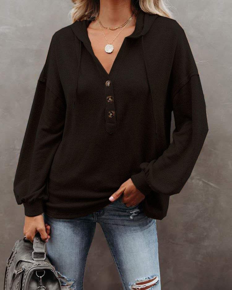 [Last Day Promotion 49% OFF] Vintage Solid Color Buttoned Sweatshirt