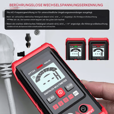 👍Neues automatisches Digitalmultimeter HT – mit berührungsloser Spannungsfunktion für Wechsel-/Gleichspannung (rot)