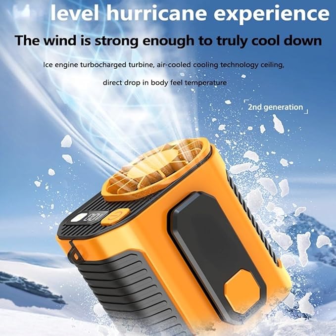 Portable Waist & Neck Fan with Power Bank and LED Light for Outdoor Use