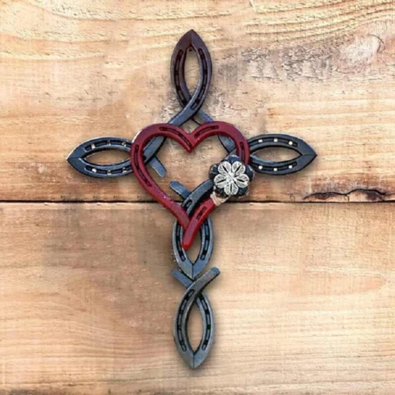 (💋DISCOUNTS ONLY TODAY - 50% OFF) ❤️Natural Horseshoe Cross With Heart