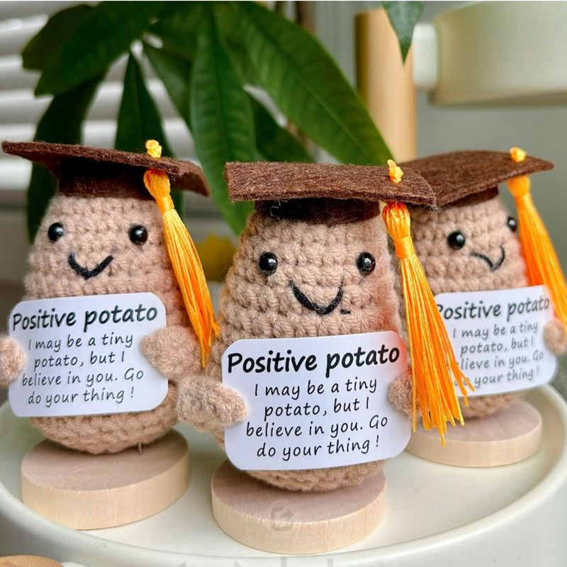 The cutest little crochet potato with a positive message.