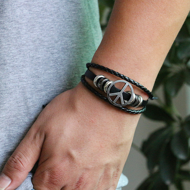 🎁Peace Symbol Genuine Leather Bracelet