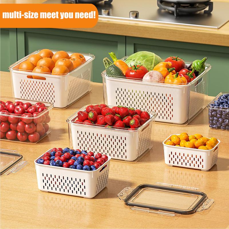 💖Mother's Day Sale 49% OFF🔥Household transparent plastic food storage box-Including drain basket💧