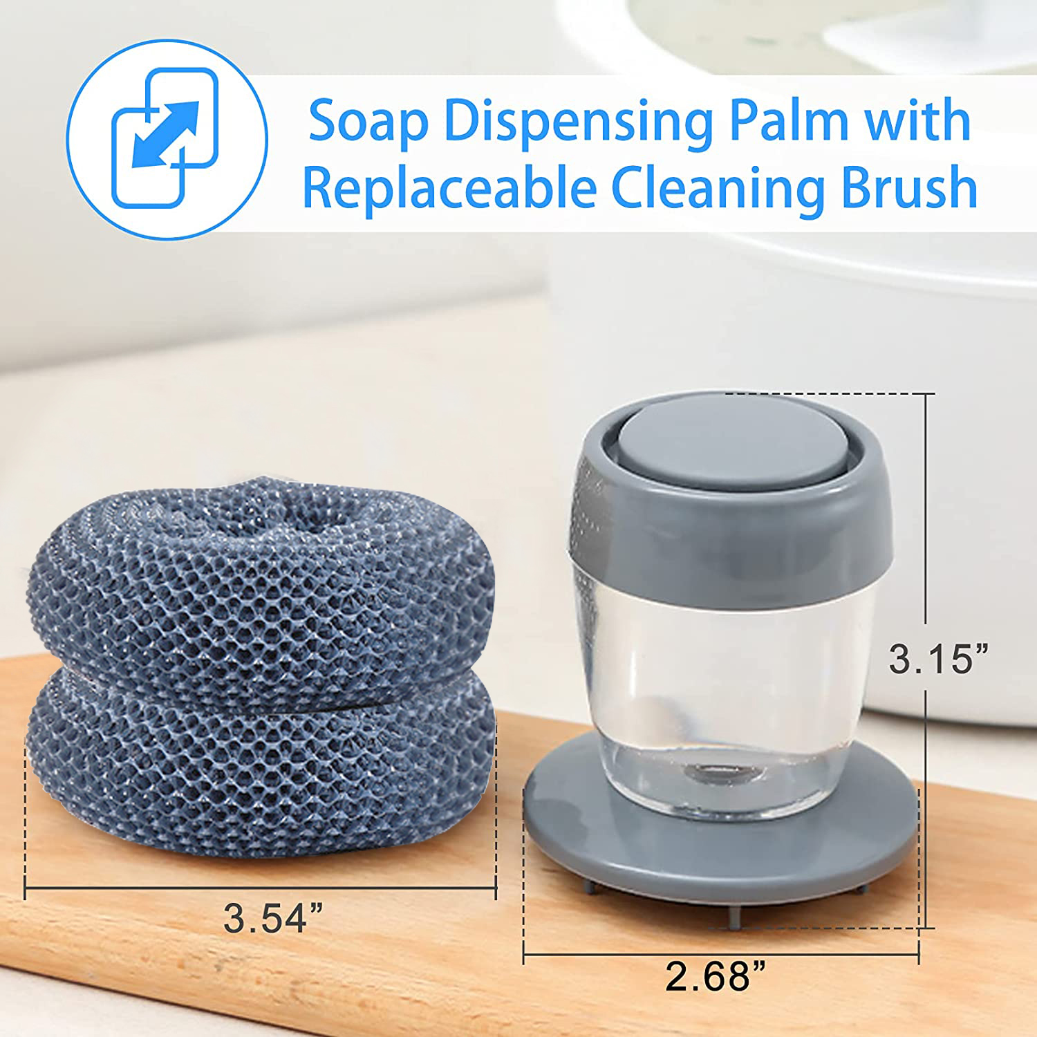 2023 New Year Limited Time Sale 70% OFF🎉Soap Dispensing Palm Brush Storage Set With 2 PET Replacement Heads