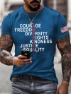 Men's Retro America Courage Freedom Diversity Rights Kindness Justice Equality Print T-Shirt