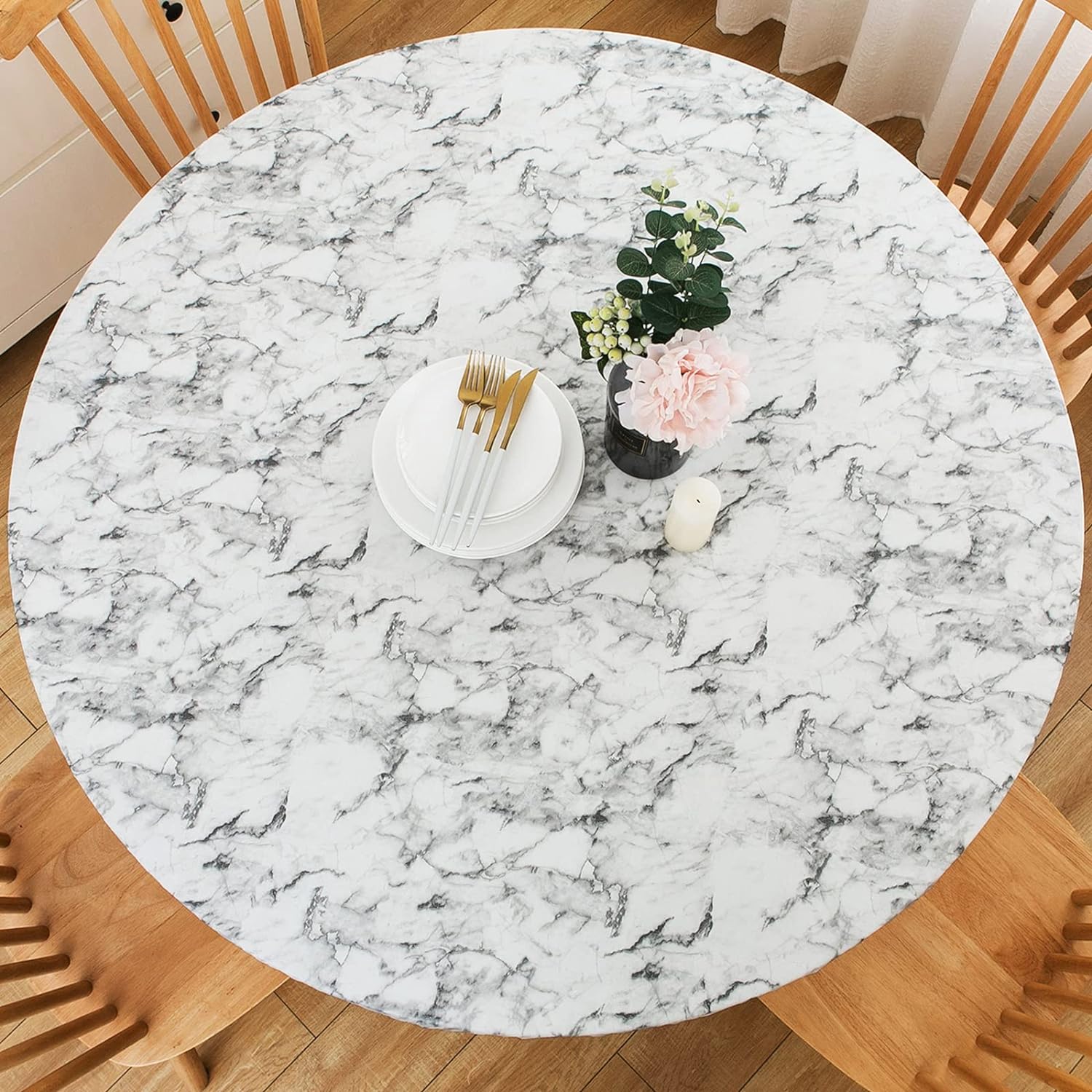 🎁TikTok Last Day Sale - 70% OFF🔥Premium Fitted Vinyl Tablecloth - 🍽️Spill-Proof & Stylish!