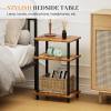 Apicizon 2 Tier End Table, Boho Side Table with Storage Shelf, Nightstand Bedside Table for Small Spaces, Bedroom, Living Room, Entryway, Farmhouse, Easy Assembly, Natural