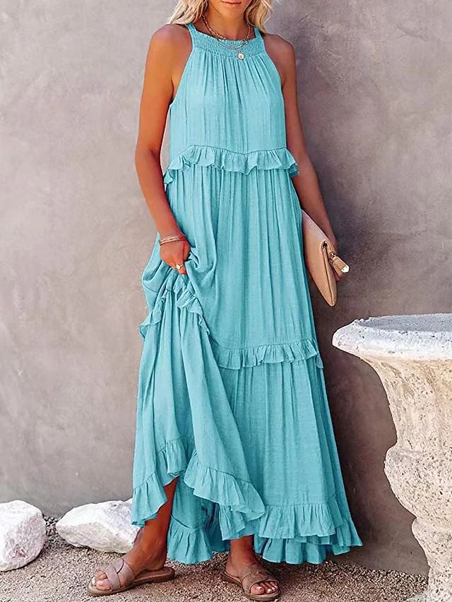 (🎉Last Day Promotion 50% OFF) Solid Color Sleeveless Suspenders Mopping Maxi Dress - Buy 2 Get Extra 10% OFF & FREE SHIPPING