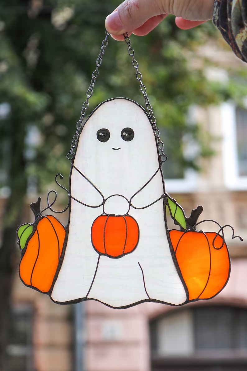 (🎃Early Halloween Sale - 49% OFF) 👻Ghost and Pumpkin Halloween Suncatcher, BUY 2 FREE SHIPPING