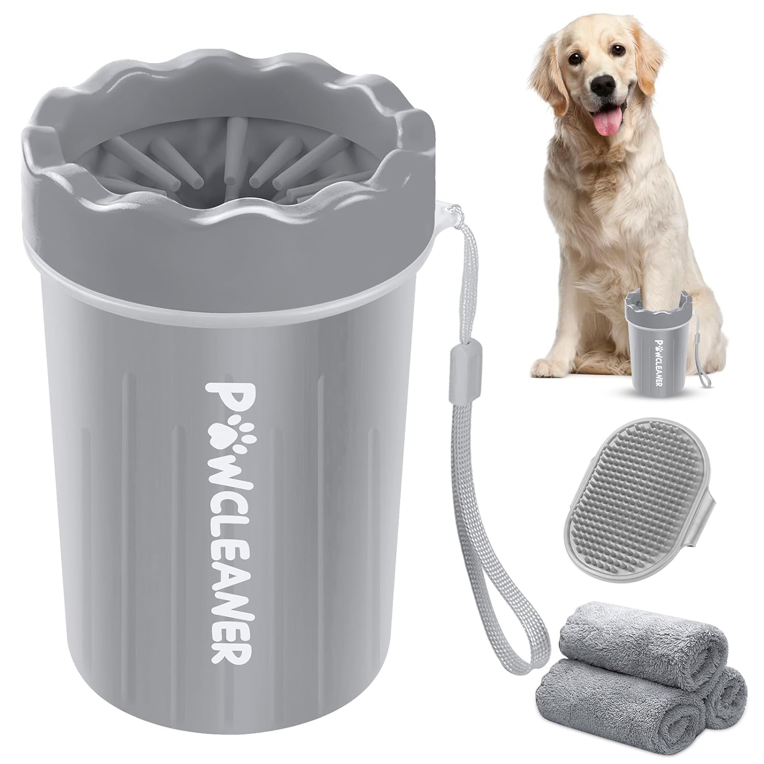 Dog Paw Cleaner, Washer, Buddy Muddy Pet Foot Cleaner for Small Medium Large Breed Dogs/Cats (with 3 absorbent towel)