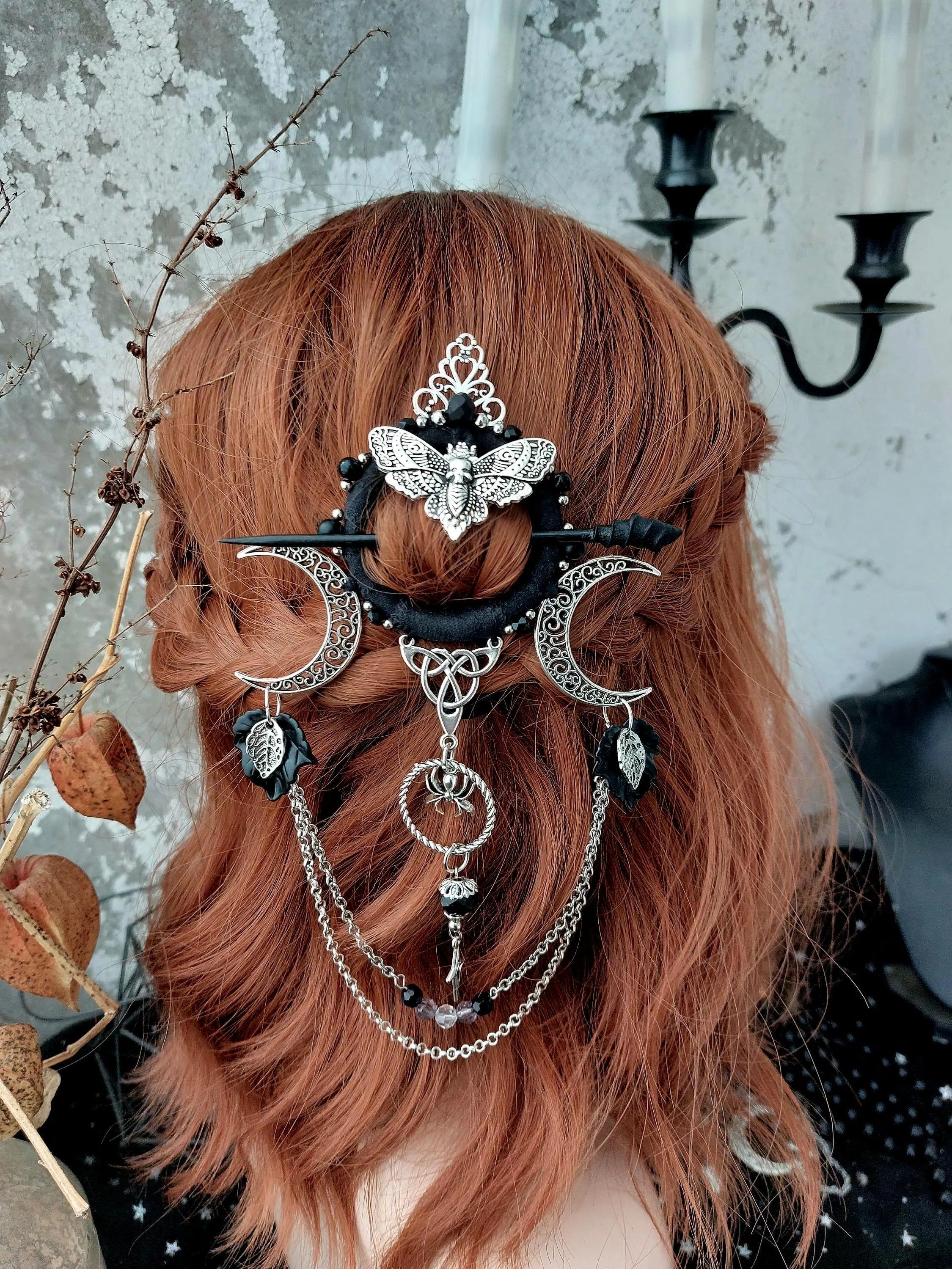 🎁TikTok Last Day Sale - 70% OFF🧙‍♀️Handmade Goddess of the Night Witchy Hair Pin