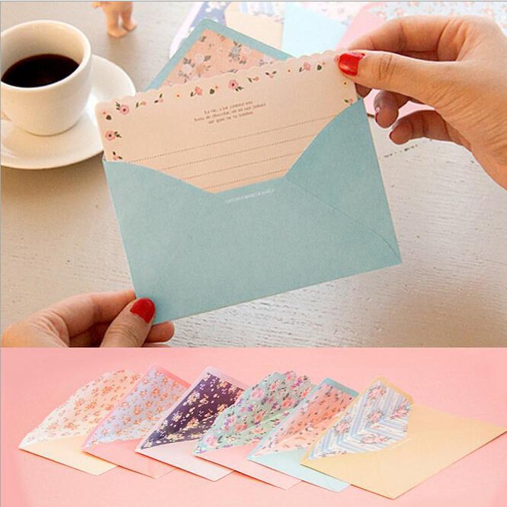 SCStyle 32 Cute Lovely Kawaii Special Design Writing Stationery Paper+16 Envelope 3.45 x5.4 Inch -(Flower)