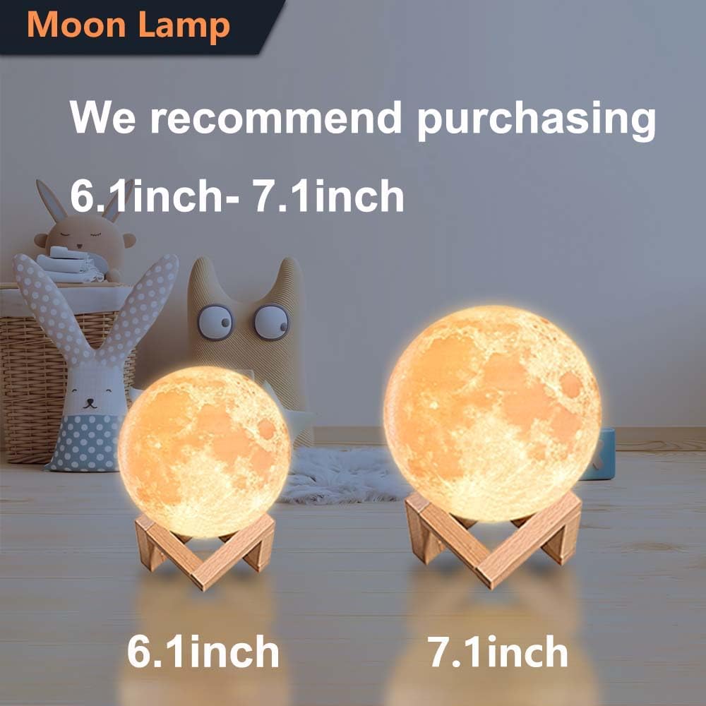 CPLA Moon Lamp 2024 Upgrade 6inch 128 Colors, Kids Room Decor Home Decor- 3D Printing Moon Night Light for Kids Adults- Gifts for Girls Boys Men Women Birthday- Wooden Stand & Remote/Touch Control