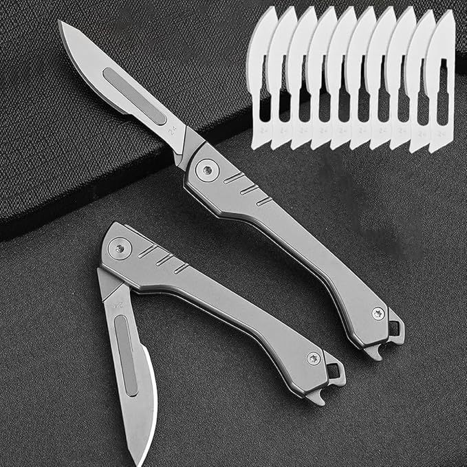 Folding Scalpel Knife with 10pcs Replaceable Blades