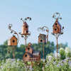 Handmade Metal Birdhouse Garden Stakes