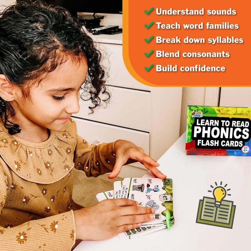 Phonics Flash Cards for Kids Ages 4-8 and Alphabet Flash Cards for Kids 3-6