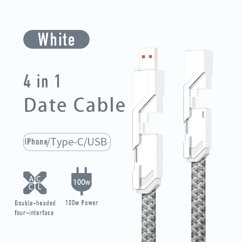 🔥Last Day Promotion - 50% OFF🎁4-in-1 Flat Braided Anti-tangle Charger Cable with Velcro