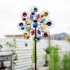 Solar-Powered Windmill with Colorful Fan Blades and Changing LED Light