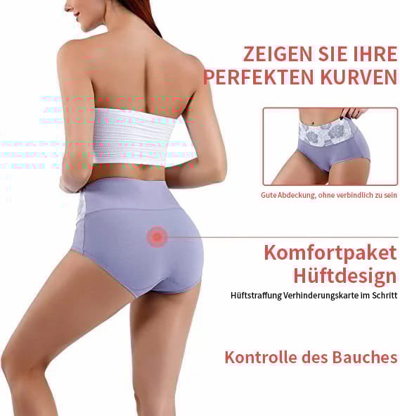 ✨Letzter Tag Kaufe 1 und erhalte 3 Packungen (JE NUR 6,33 €)🔥Damen-Slip mit hoher Taille und Bauchkontrolle aus reiner Baumwolle in Übergröße