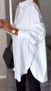 White Lapel Slit Shirt