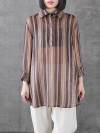 Gracie Vintage Contrasting Vertical Stripes Print Lapel Tops