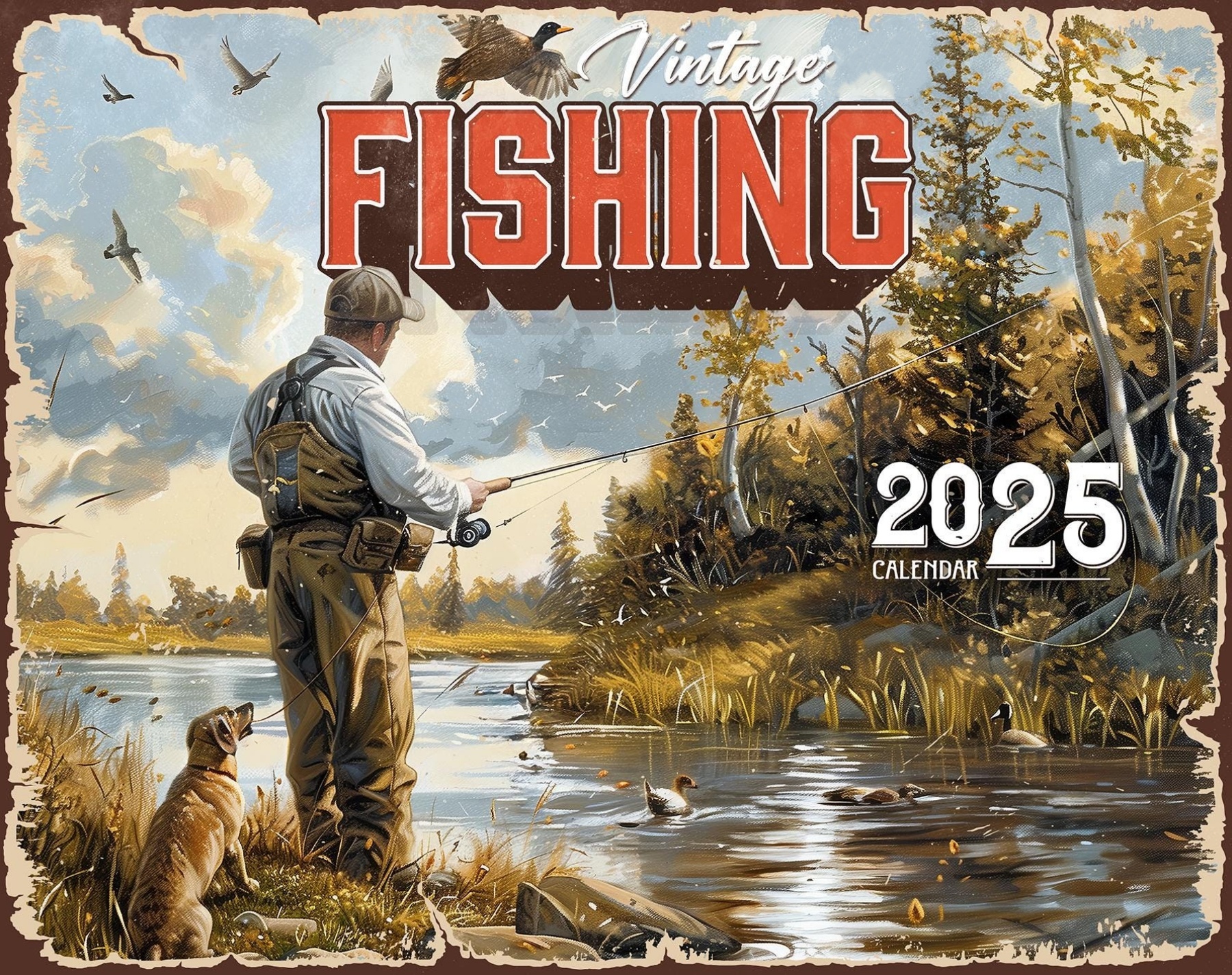 2025 Vintage Fishing Wall Calendar