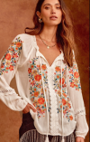 🔥The last day of sale 60% off - Boho floral embroidered tassel tie top