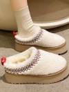 Round toe plus velvet warm lazy slip-on women's cotton shoes