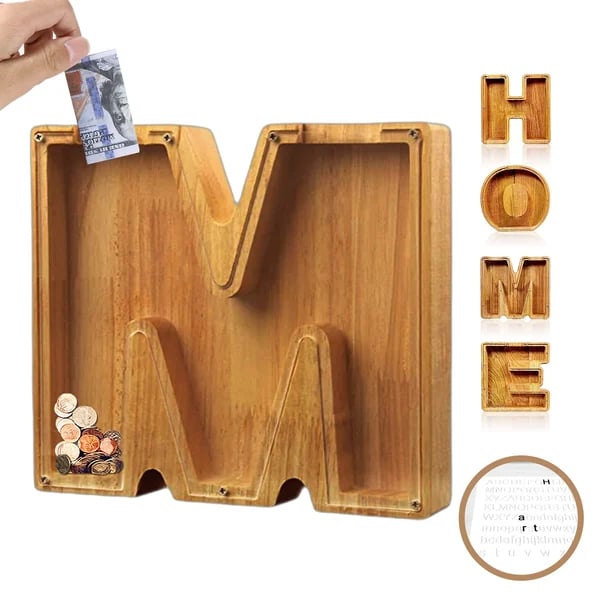 (🔥Last Day Promotion- SAVE 70% OFF)Large Personalized Wooden Alphabet Piggy Bank-Buy 2 Get VIP Shipping