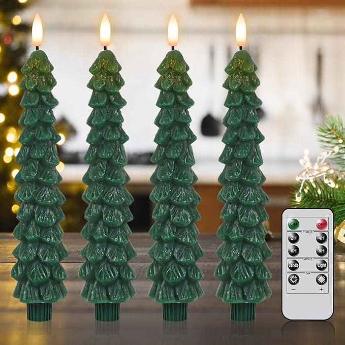 ⏰LAST DAY SALE 50% OFF💥Christmas Tree Flameless Taper Candles with Remote Timer