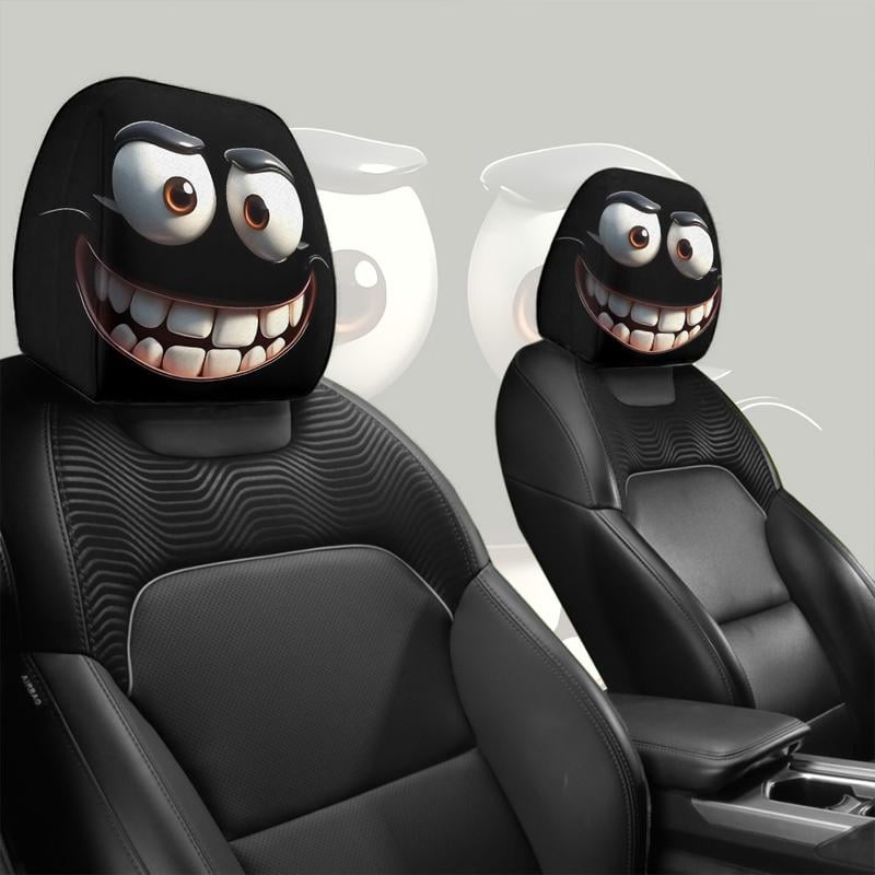 Last Day Promotion 70% OFF - 😆Funny Cartoon Car Headrest Covers – 2PCS Universal Fit 🚗