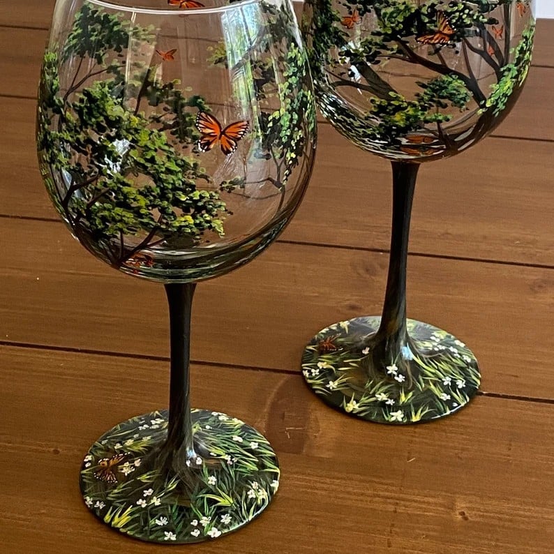 🔥Last Day Promotion - 70% OFF🎁Four Seasons Tree Wine Glasses - Hand Painted Art