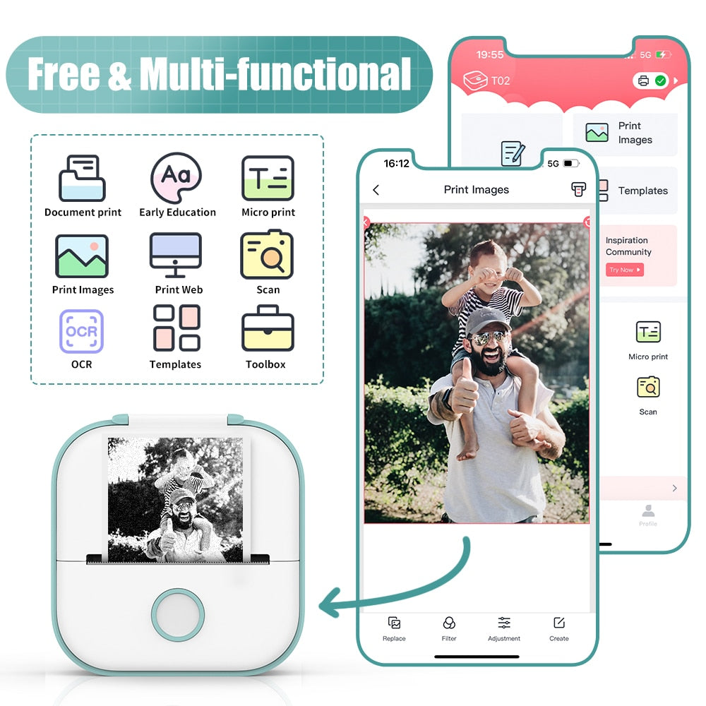 🤖Bluetooth-Compatible Mobile Mini Pocket Printer