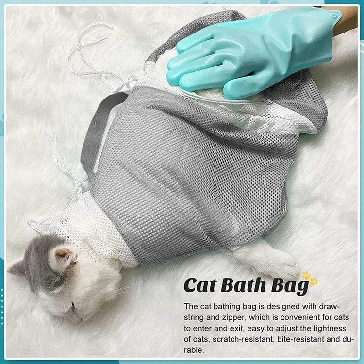 🔥Clearance Sale-50% OFF-Cat Grooming Bag Bathing Shower Mesh Bag