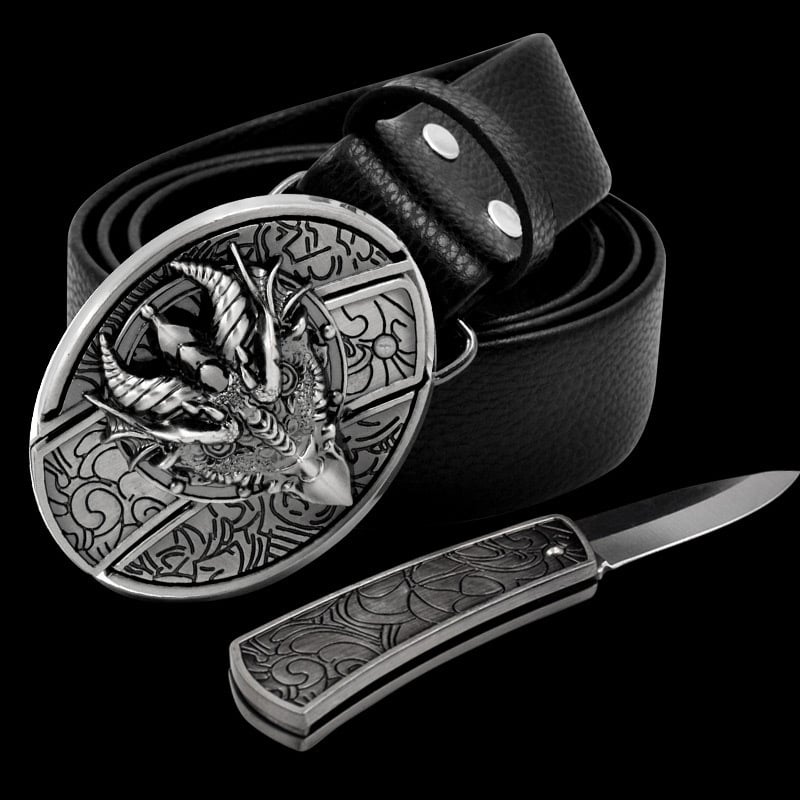 (🔥Last Day Promotion- SAVE 48% OFF)Fashion Punk Men's Genuine Leather Belt With Knife-Buy 2 Free Shipping