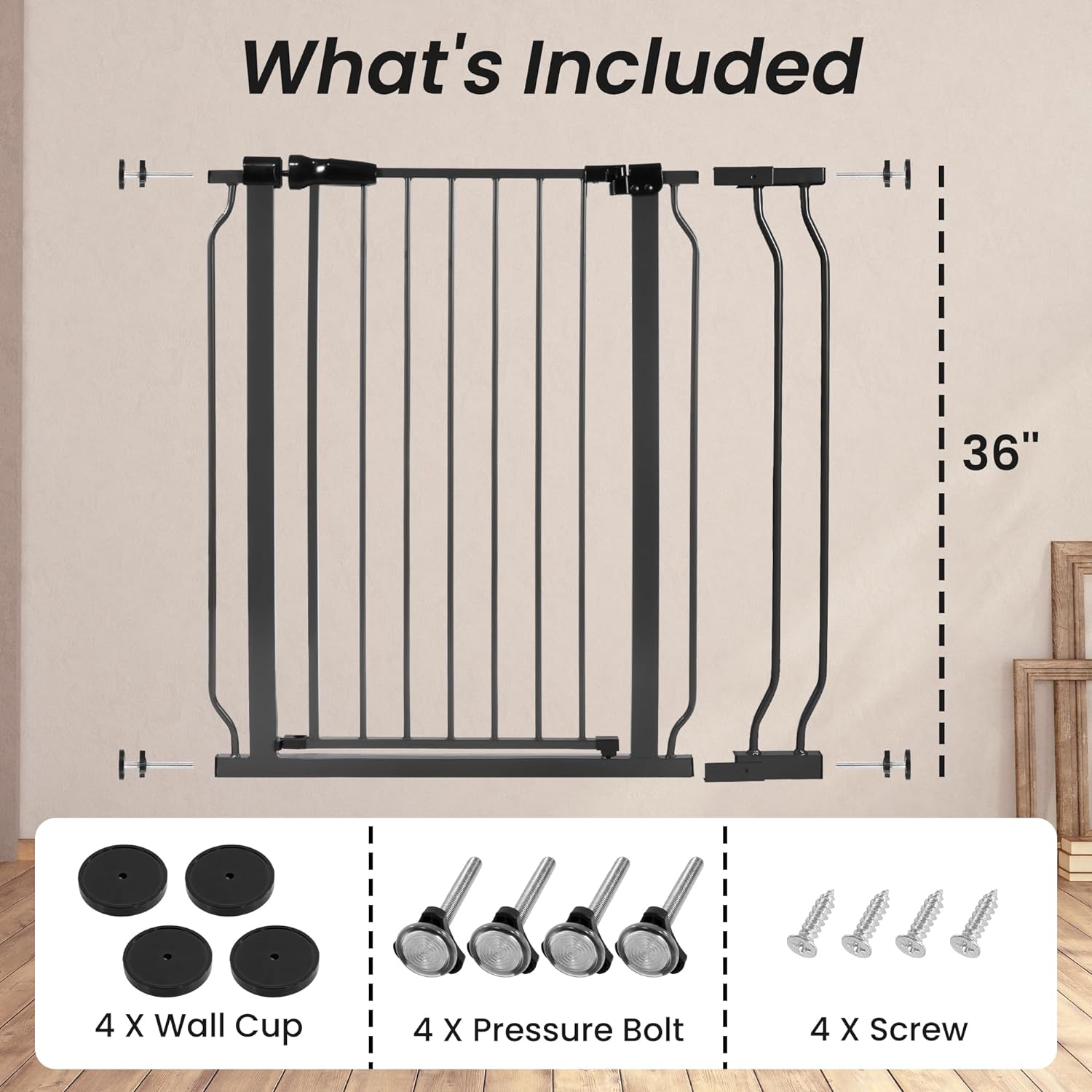 BalanceFrom Easy Walk-Thru Safety Gate for Doorways and Stairways with Auto-Close/Hold-Open Features, 30-Inch Tall, Fits 29.1 - 33.8 Inch Openings, Graphite