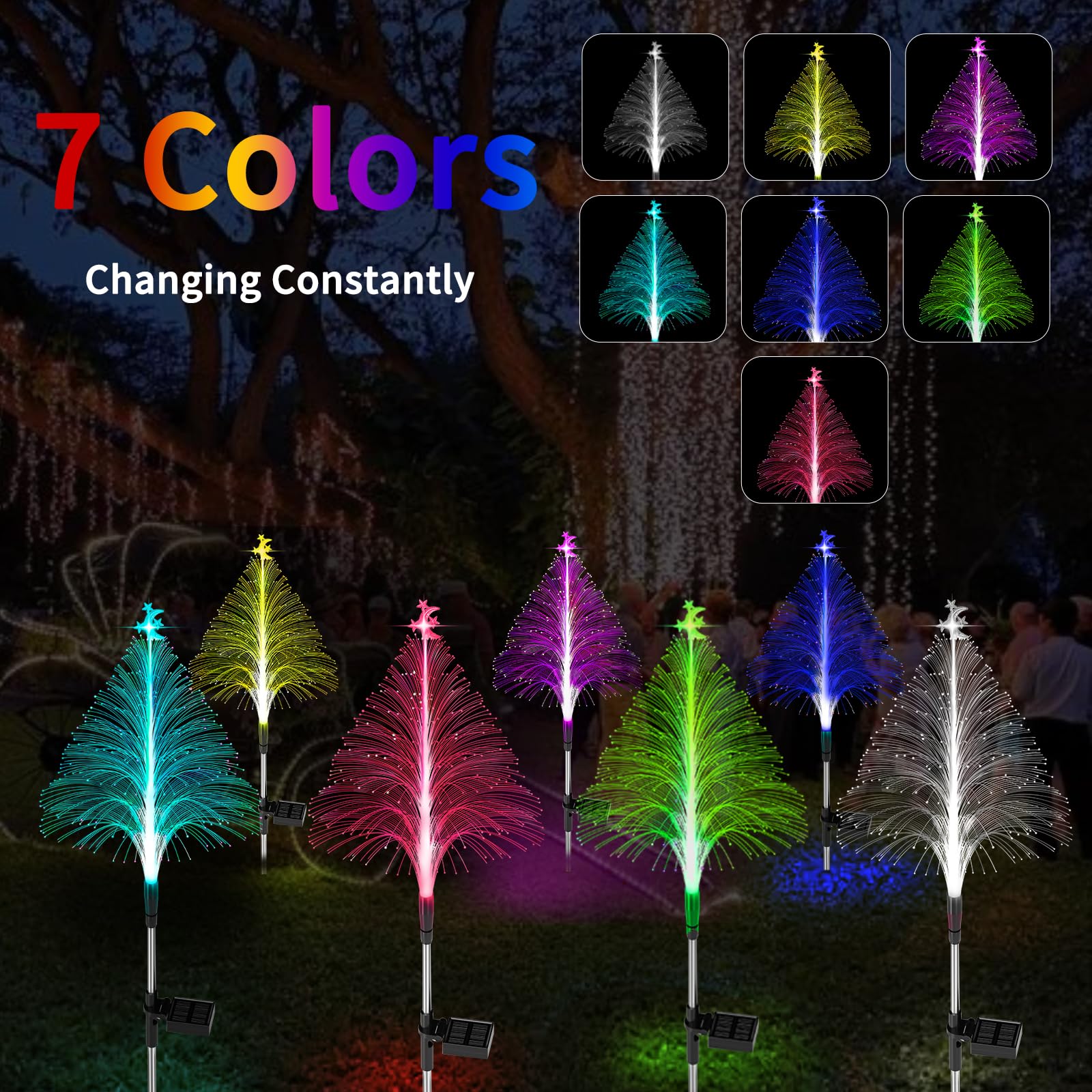 🎄🌈Solar Power Color Changing Christmas Tree Outdoor Lights