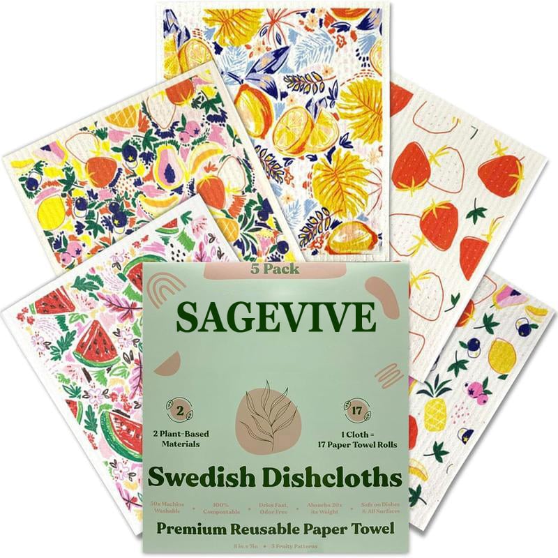 🎄Holiday Pre-Sale Save 70%🎄Swedish Dishcloths for Kitchen & Cleaning | 5 Pack