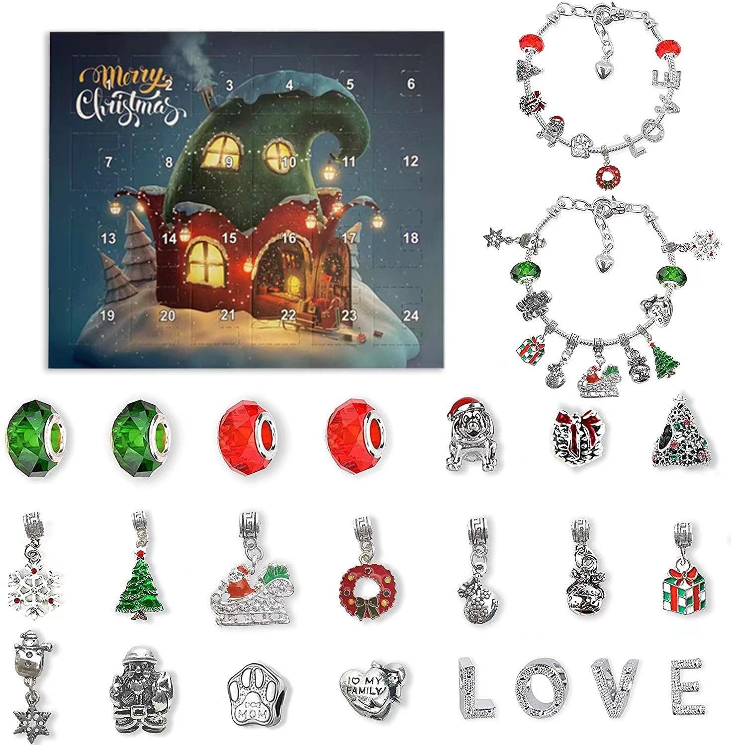 💥Last Day Promotion 50% OFF🎁Countdown Calendar DIY Christmas Advent Bracelets Set